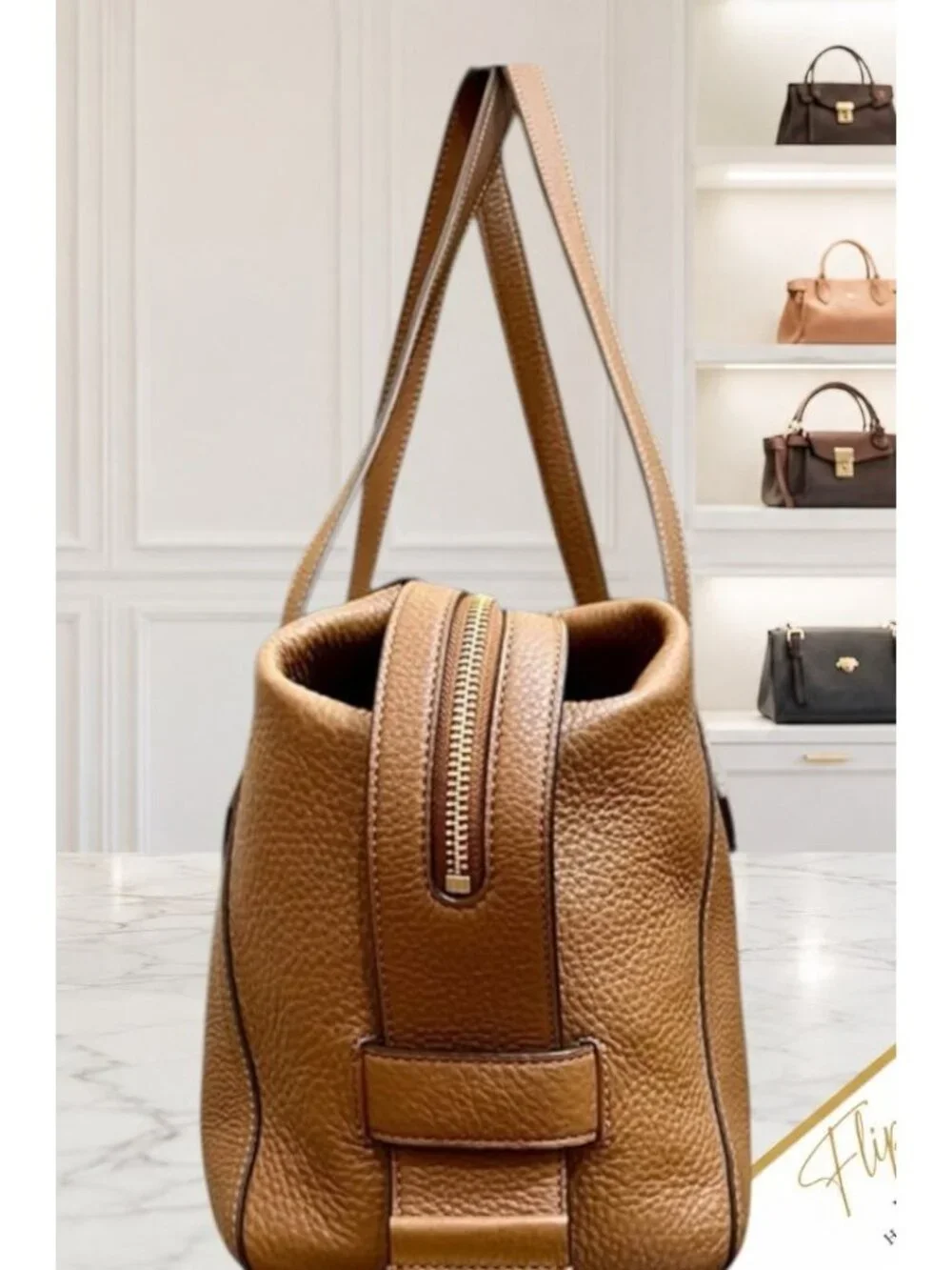 AUTHENTIC TORY BURCH CAMEL BROWN PERRY SATCHEL HANDBAG